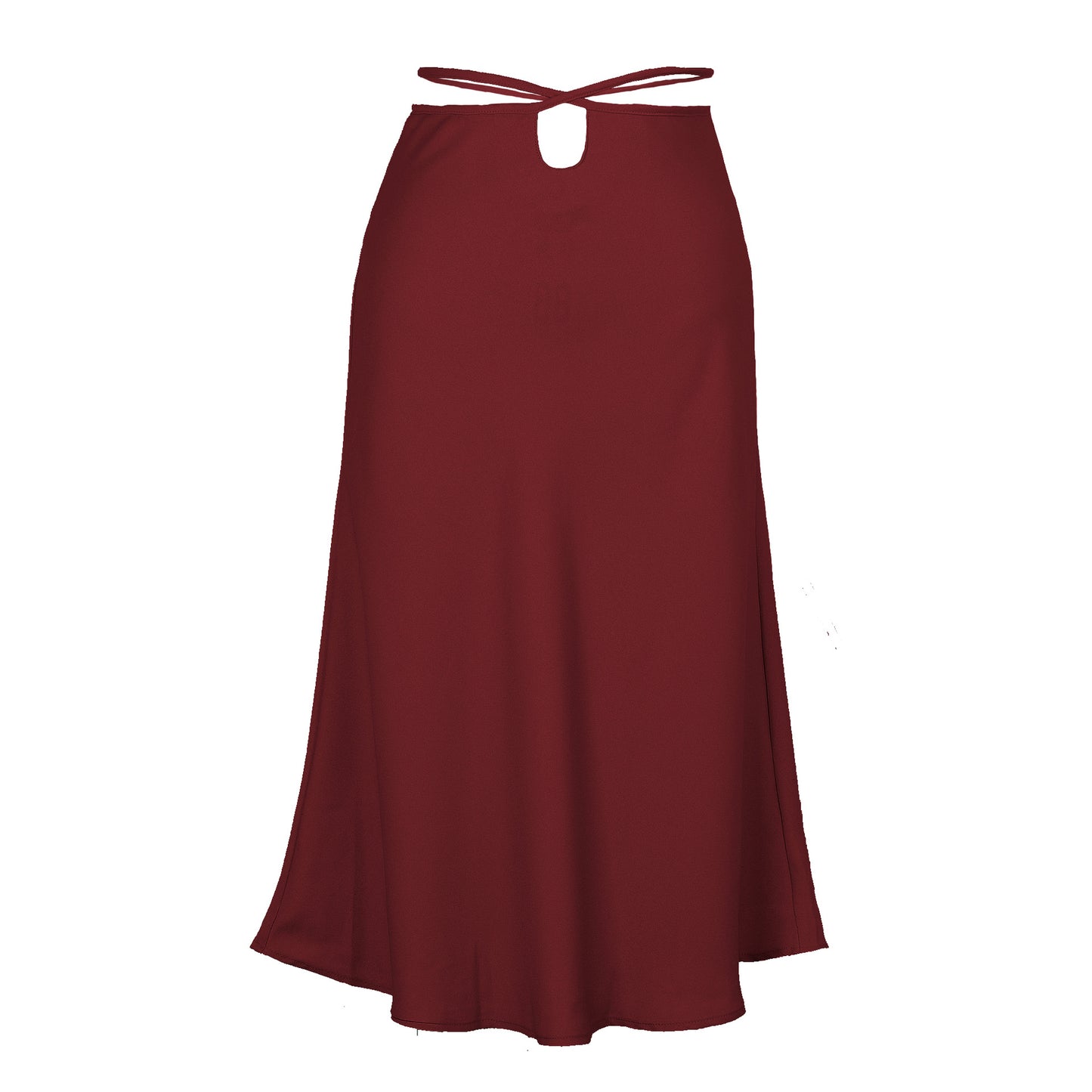 Women's Solid Color Midi Skirt | Navel Exposed Design | Lacing & Zipper Detail | noémi