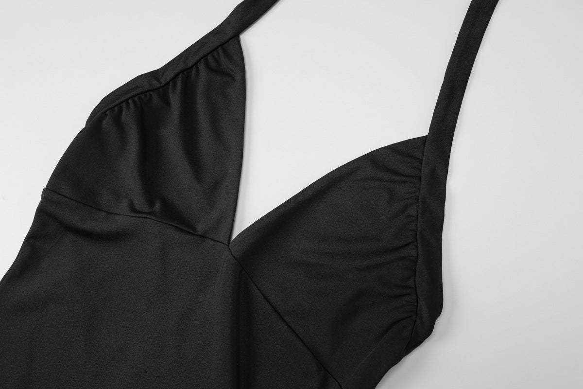 Deep V Plunge Halter Strap Bare Back Bodycon Dress | noémi