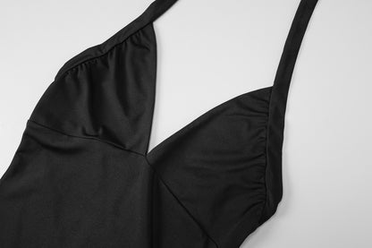 Deep V Plunge Halter Strap Bare Back Bodycon Dress | noémi