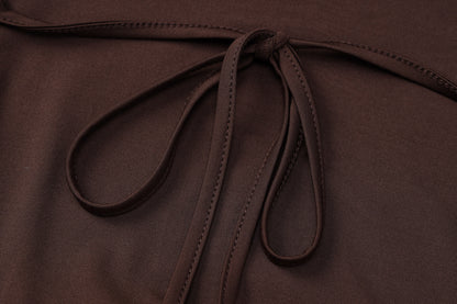 Womens Solid Color Slim Sheath Dress with Metal Ring Halter Backless | noémi