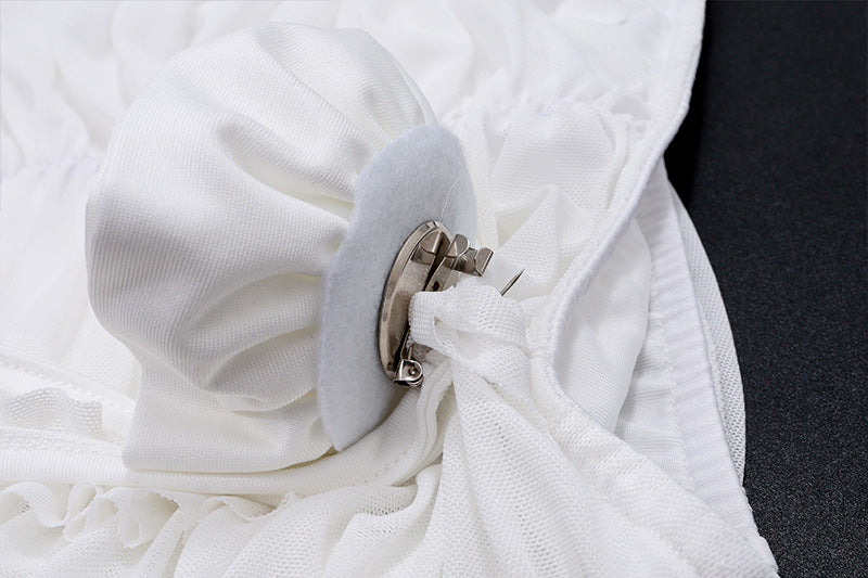 White Ruched Strapless Two Piece Set | Mesh Crop Top & Mini Skirt | noémi