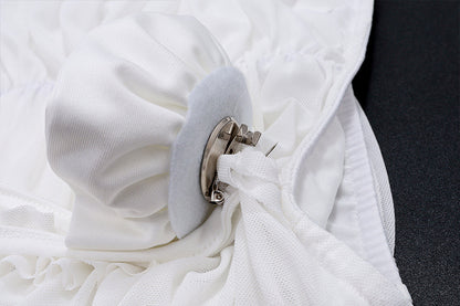 White Ruched Strapless Two Piece Set | Mesh Crop Top & Mini Skirt | noémi