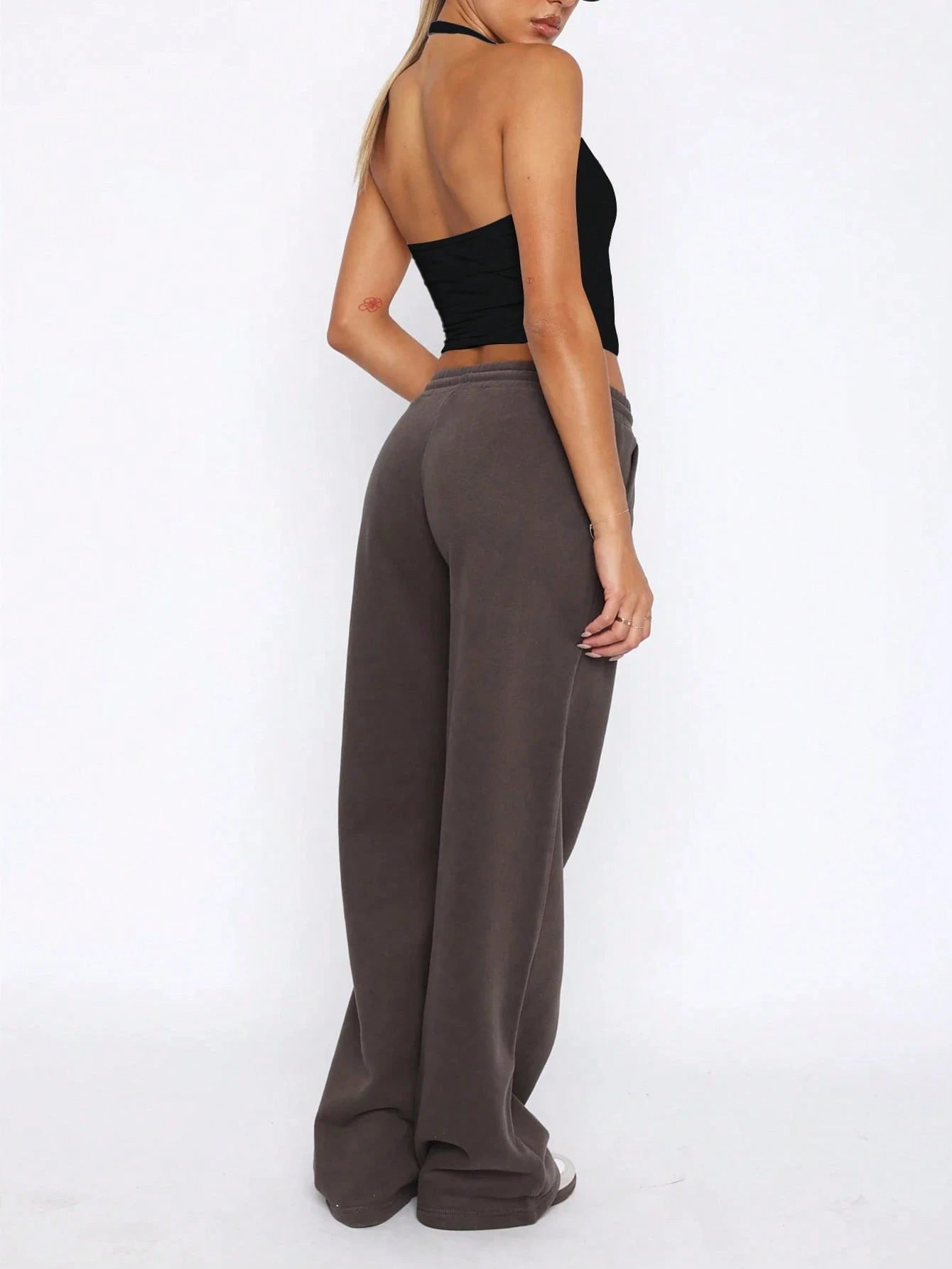 Plunge Halter Ring Wrap Top | Ruched Tie Back Crop | noémi
