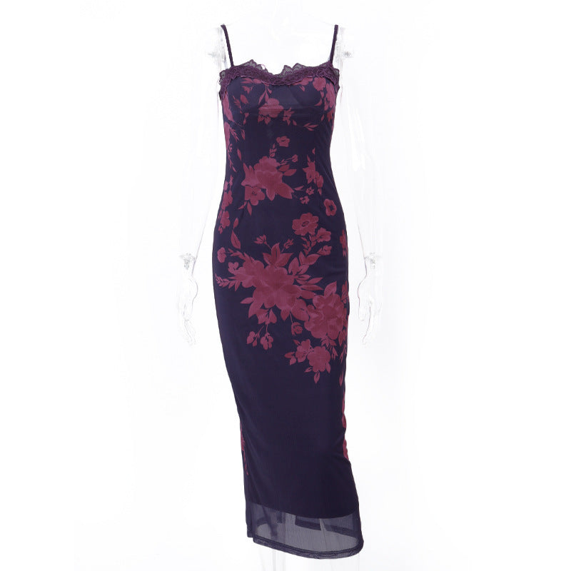Violet Rose Mesh Maxi Dress | Strapless Floral Bodycon Dress | noémi