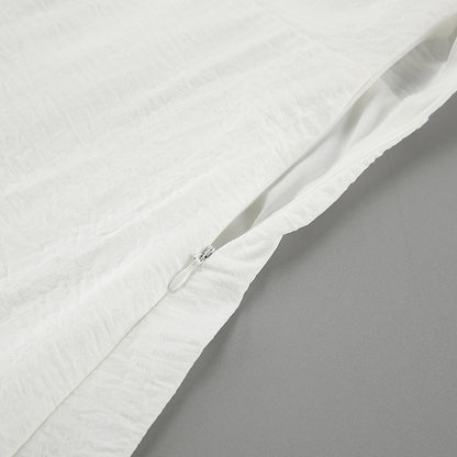 Women A Line Puff Sleeve Dress with Square Neck and Textured Fabric | noémi