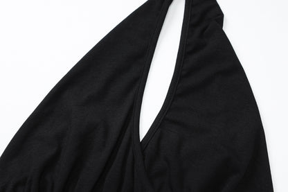 Keyhole Halter Crop Top | Black Tie Back Top with Metal Choker Detail | noémi