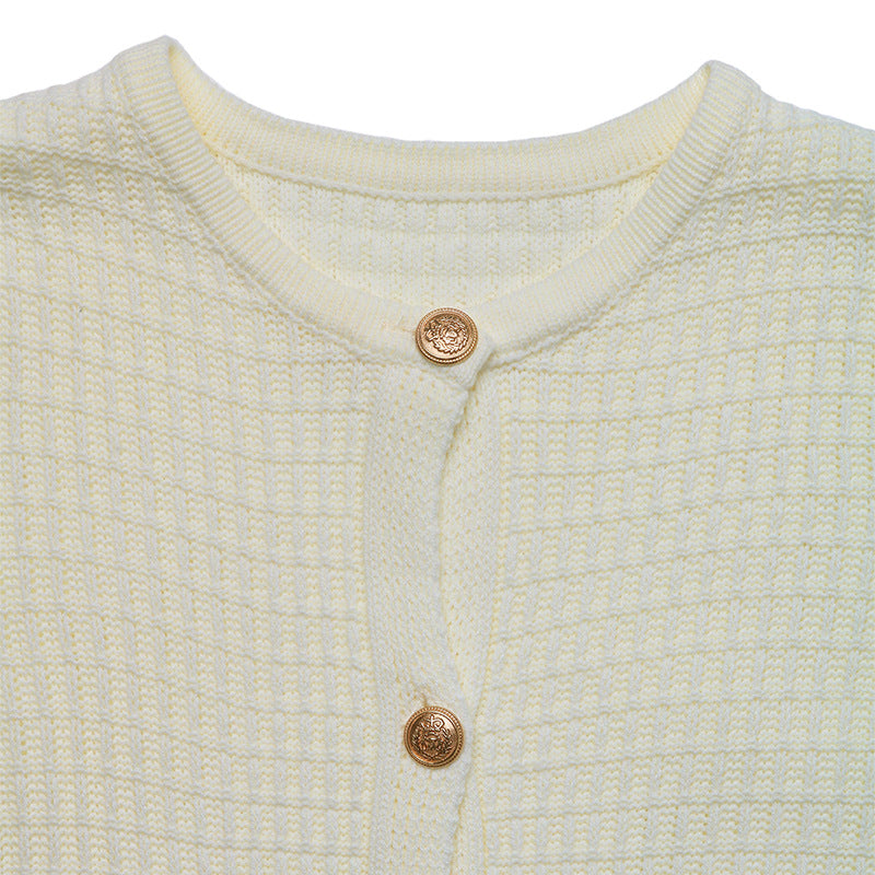 Womens Korean Style Knit Cardigan | Cream | Metal Button | noémi