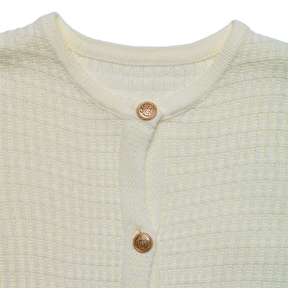 Womens Korean Style Knit Cardigan | Cream | Metal Button | noémi