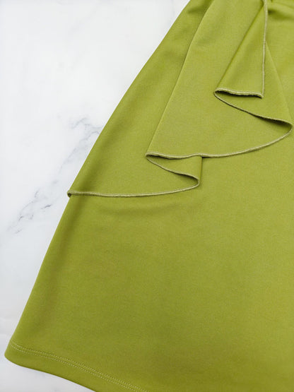 Olive Green One Shoulder Ruffled Mini Dress | noémi