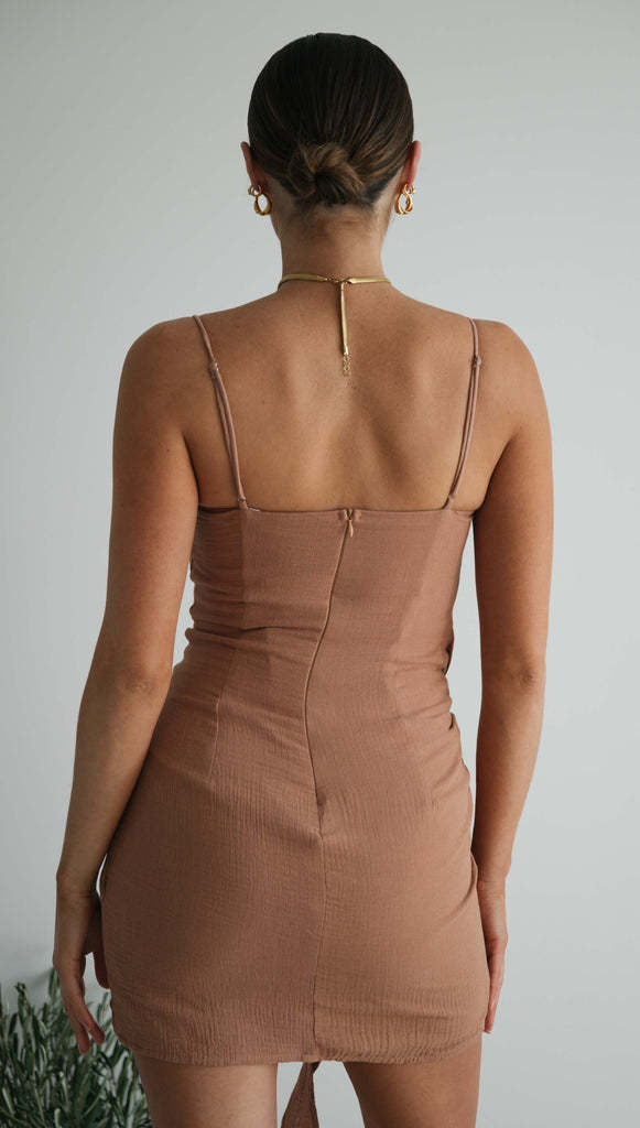 Womens Sling Dress with Knotted Waist | Slim Fit Hip Length Mini Dress | noémi