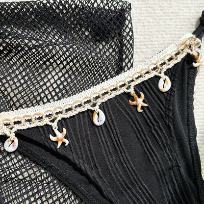 Three Piece Bikini Set with Starfish Tassel Yarn Skirt | noémi