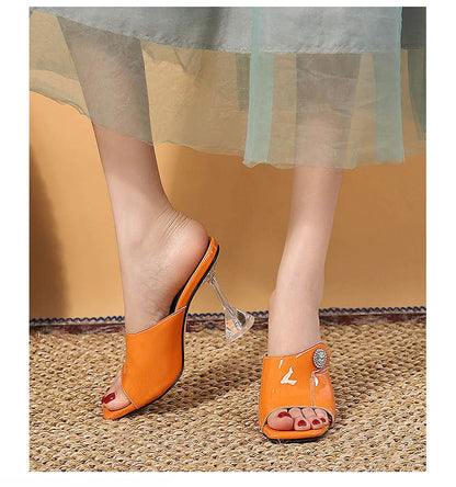 Peep Toe Rhinestone Heels | Cutout Chunky Sandals for Women | noémi