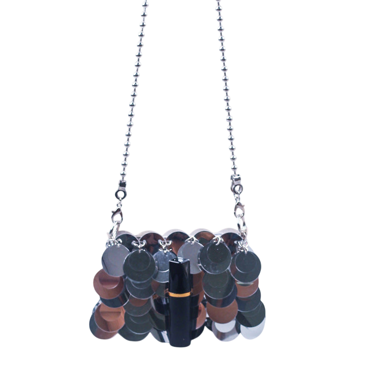 Silver Woven Phone Messenger Bag – Chain Strap | noémi