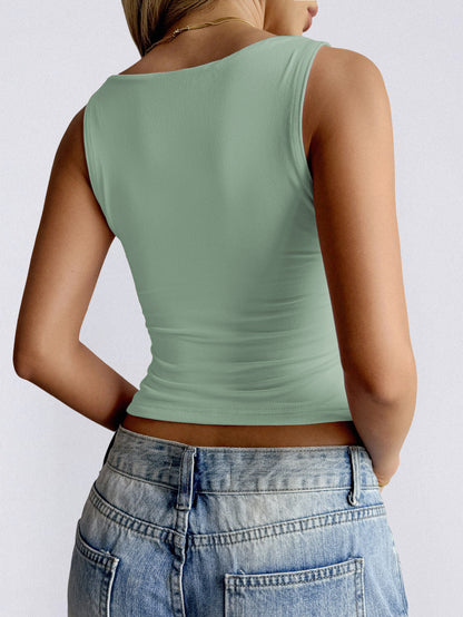 Womens Ribbed Tank Top | Fitted Stretch Crop Cami | noémi