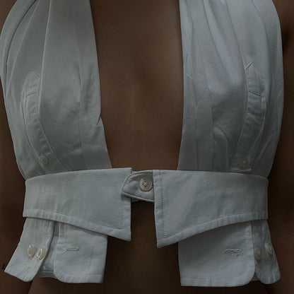 Womens Halter Neck Backless Cutout Slim Fit Crop Top Vest | noémi