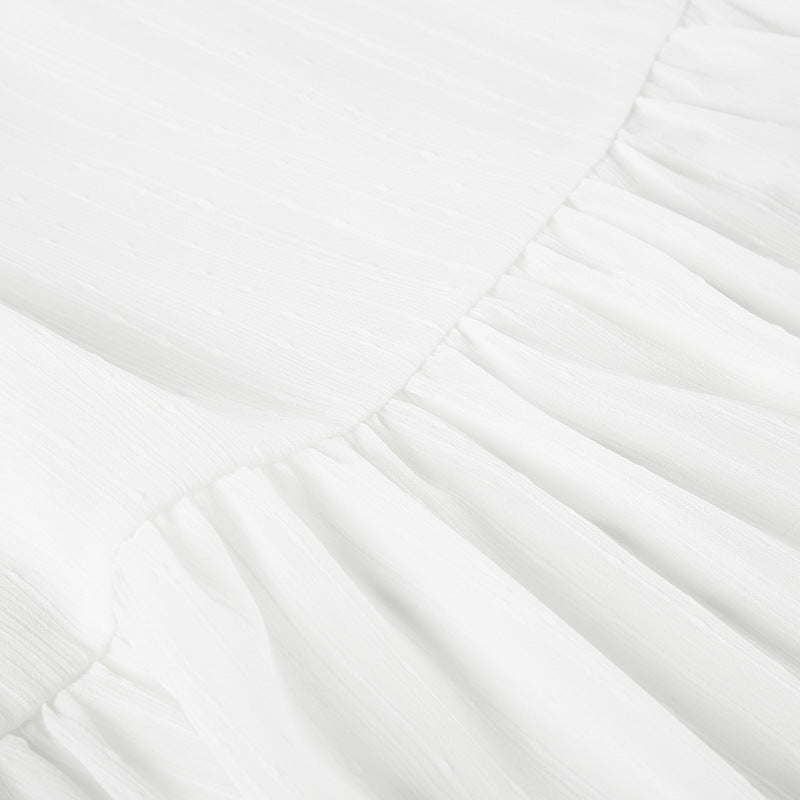 Womens Halter Neck Sleeveless Dress with Lace Up Waist and Double Layer Flounced Skirt | noémi