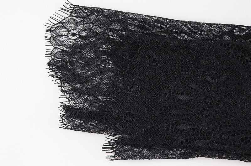 Womens Lace VNeck Bodycon Dress | Sheer Slim Fit Midi with Long Sleeves | noémi