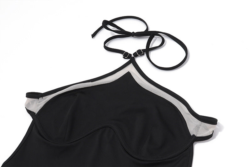 Strappy Bodysuit in Black | Cutout Halter One Piece | noémi