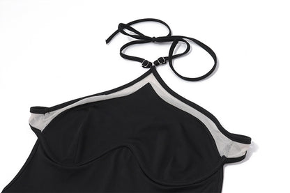 Strappy Bodysuit in Black | Cutout Halter One Piece | noémi