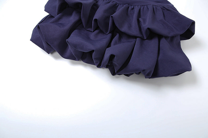 Womens Slim Fit Tube Top Puffy Dress with Halter Lace Up Back | noémi