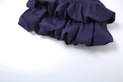 Womens Slim Fit Tube Top Puffy Dress with Halter Lace Up Back | noémi