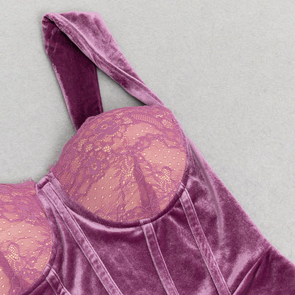 Lace Trim Strap Dress with Side Slit and Shoulder Detail | noémi