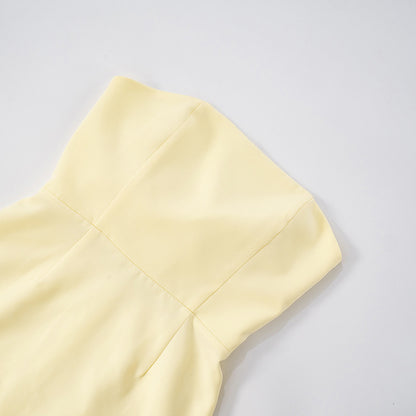 Womens Tube Top Dress with Lace Up Back Ruffle Details | noémi