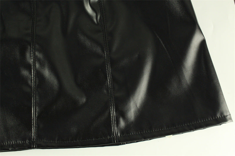 Womens Sleeveless Faux Leather Mini Dress | noémi