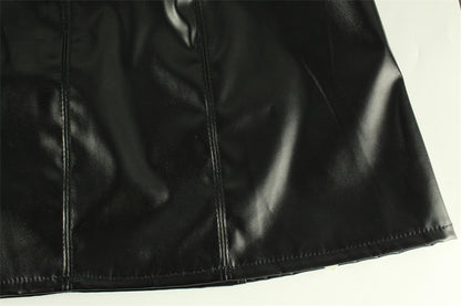 Womens Sleeveless Faux Leather Mini Dress | noémi