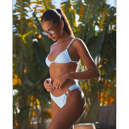 Three Strap Low Waist Backless Split Bikini in Solid Color for Women | noémi
