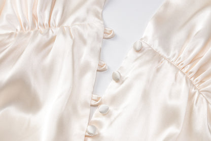 Womens Satin Halter Dress with Deep V Backless Design Slim Fit | noémi