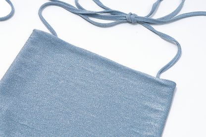 Rhinestone Halter Crop Top | Sparkling Slim Fit with Spaghetti Straps | noémi