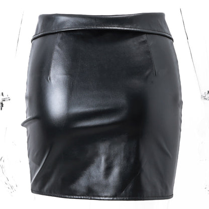 Black Leather Zip Up Mini Skirt | High Waisted Faux Leather Skirt | noémi