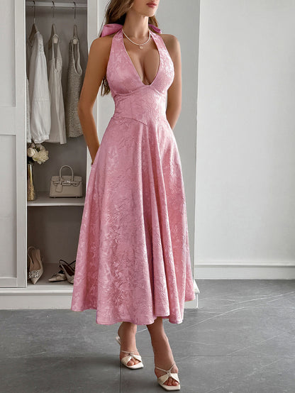 Halter Neck Maxi Dress with Defined Waist | noémi