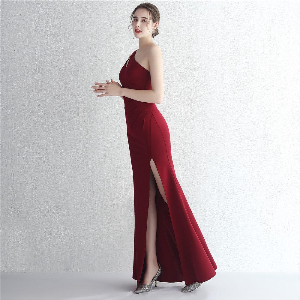 Satin One Shoulder Gown | Slim Fit Long Debutante Dress | noémi