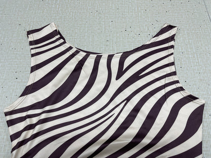 Womens Zebra Print Sleeveless Sheath Dress with Pleated Waist Drawstring Detail | noémi