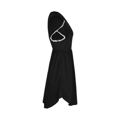 Black Lace Petal Sleeve Round Neck T Shirt Dress For Women | noémi