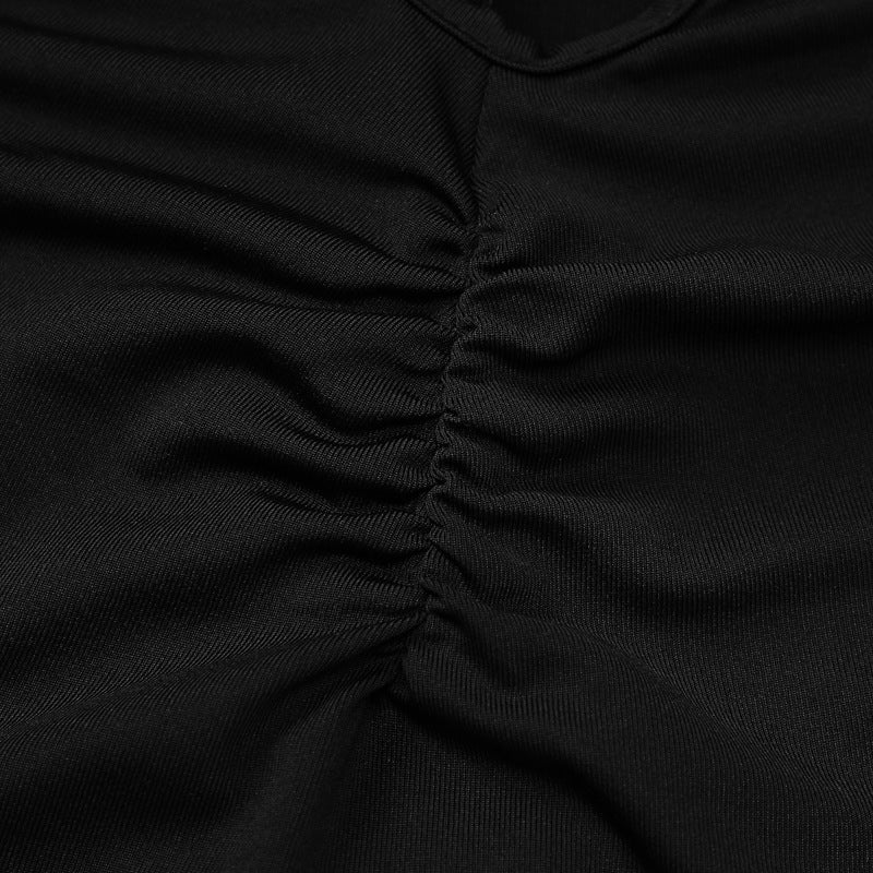 Womens V Neck Lace Up Short Sleeve Slim Fit Cutout Dress | noémi