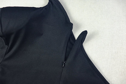 One Shoulder Cocktail Dress | Pleated Slim Fit, Solid Color, Long Sleeve | noémi