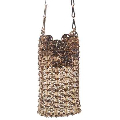 Gold Chainmail Phone Cross‑Body Bag – Hand‑Woven Mini Cut‑Out Pouch | noémi