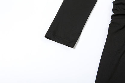 Womens Fall Deep V Neck Split Solid Color Dress | noémi