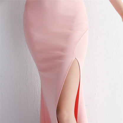 Satin One Shoulder Fishtail Gown | Slim Fit Dress | noémi