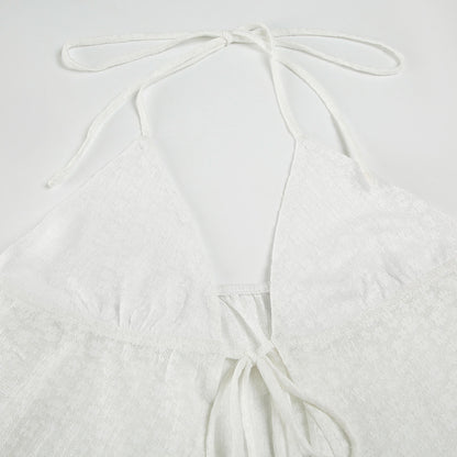 Lace Halter Crop Top | Backless Self Tie Vest | noémi