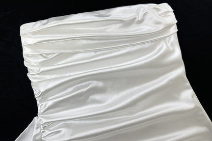 Women’s Satin Strapless Mini Dress | White Ruched Bodycon with Side Bow | noémi