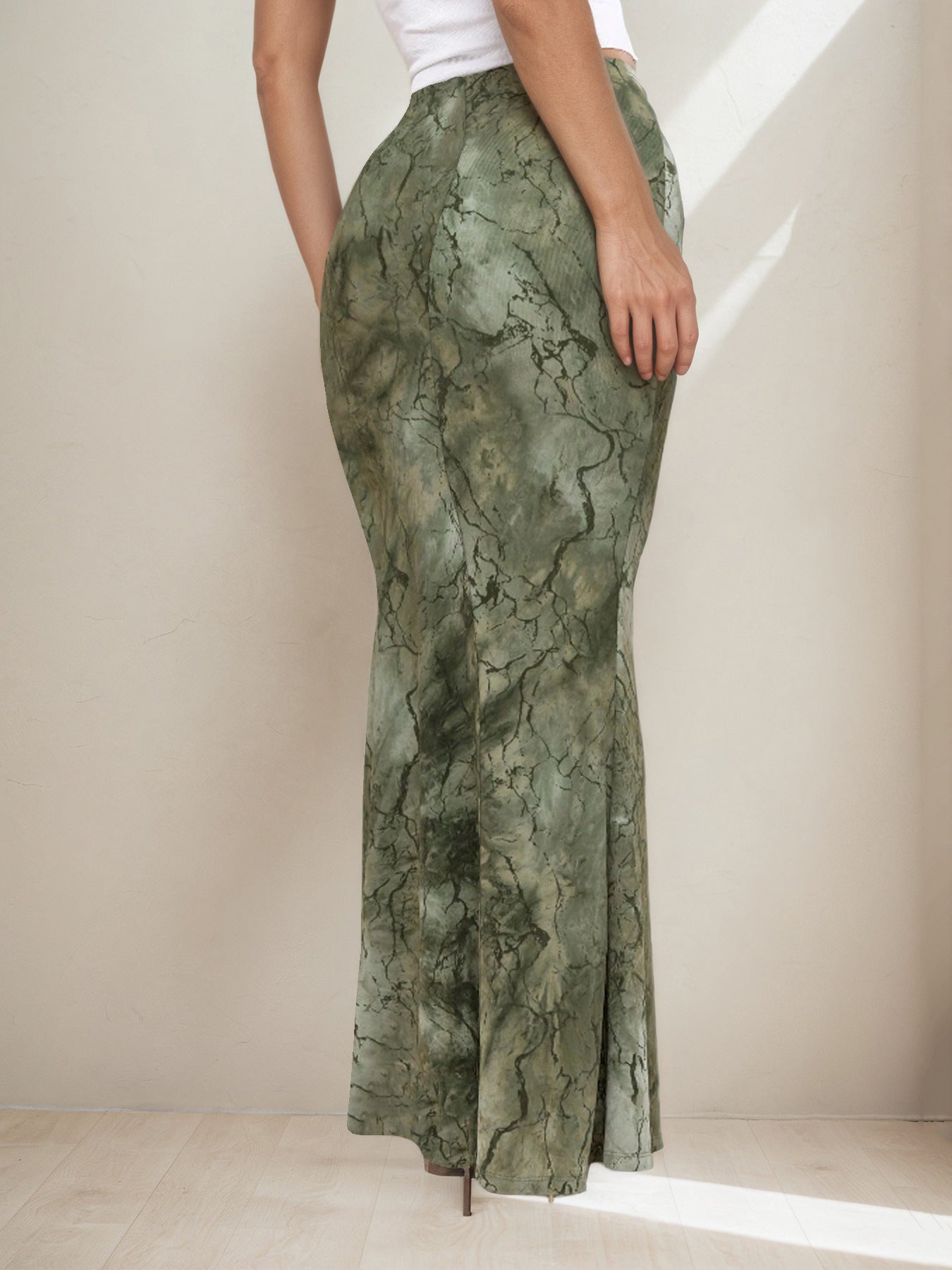 Retro Print Maxi Skirt | High Waist TieDye Sheath, Slim Fit | noémi