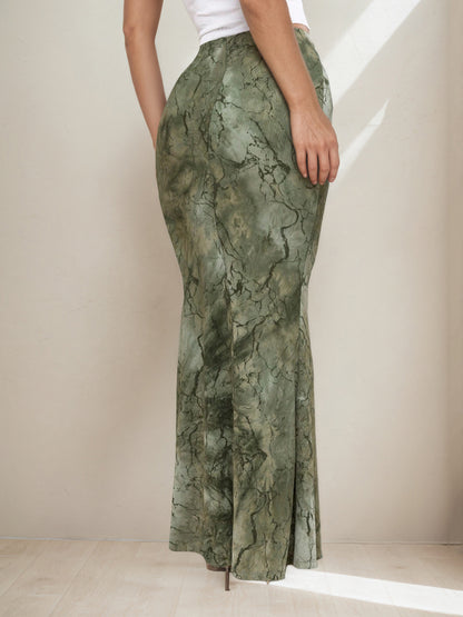 Retro Print Maxi Skirt | High Waist TieDye Sheath, Slim Fit | noémi