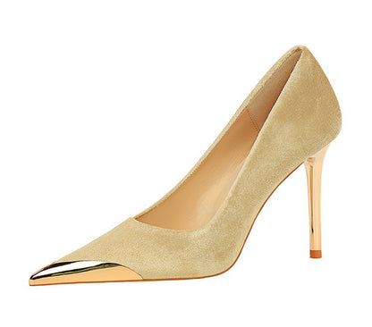 Cocktail Velvet Heels | Gold-Tipped Pointed Toe | Luxe Stilettos | noémi