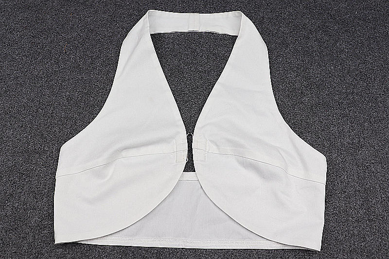 Halter Crop Top | V Neck, Backless, Ring Detail, White Beachwear Vest | noémi