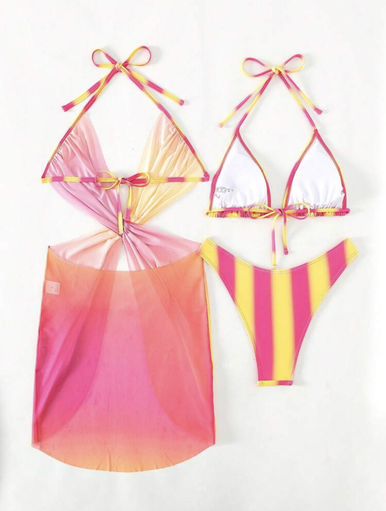 Striped Tulle Skirt Three Piece Sets Swimwear Bikini | noémi