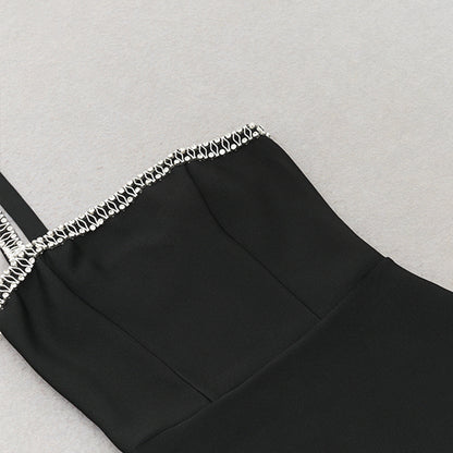 Chain Strap One Shoulder Mid Length Bodycon Dress | noémi